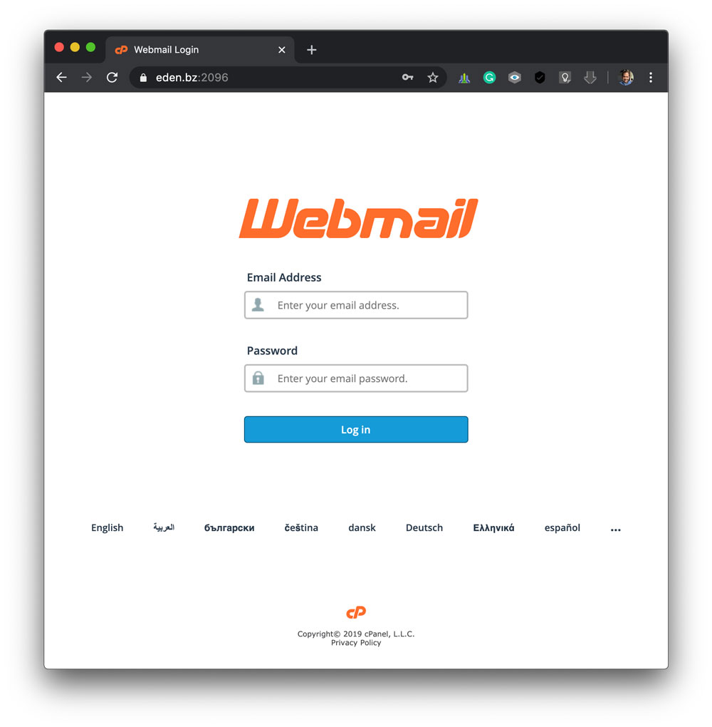 cPanel Webmail Login Page